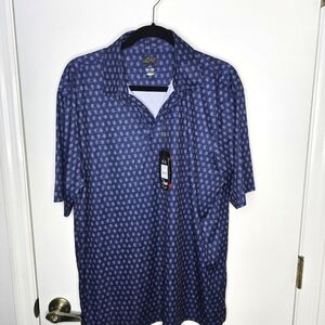 Greg Norman Collection Navy Patterned Polo Large NWT